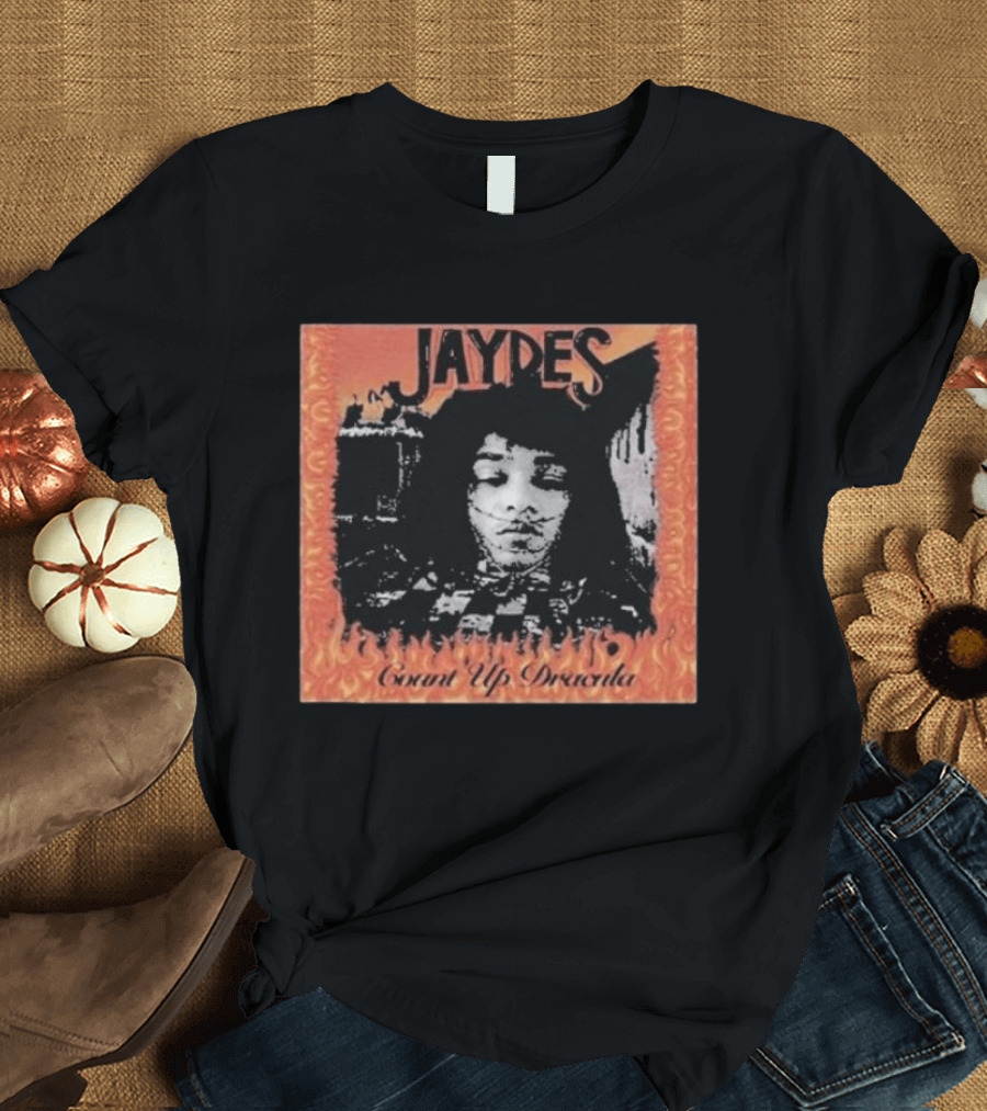Jaydes Count Up Dracula Vintage Gothic Flames Checkerboard T-Shirt