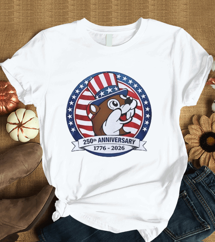 Buc Ee's 250th Anniversary 1776 2026 Patriotic Beavers With Stars And Stripes Hat T-Shirt