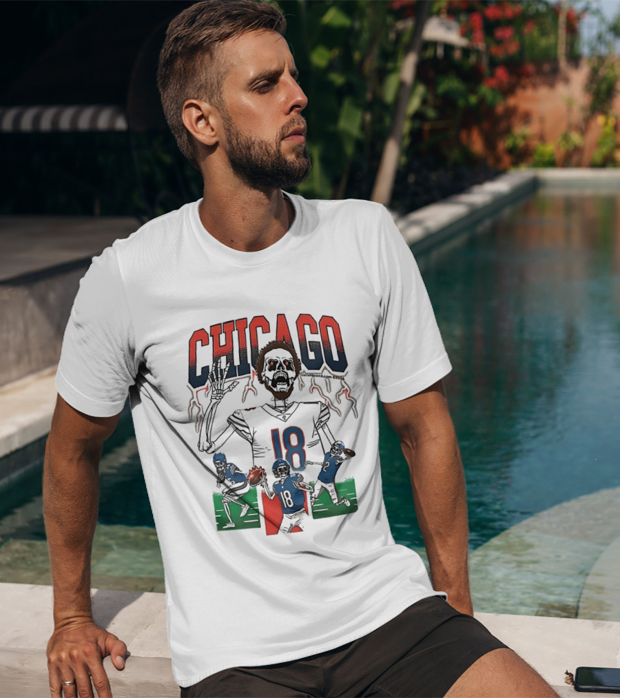 Caleb Williams Chicago 18 The Claw Skeleton Football Monster T-Shirt