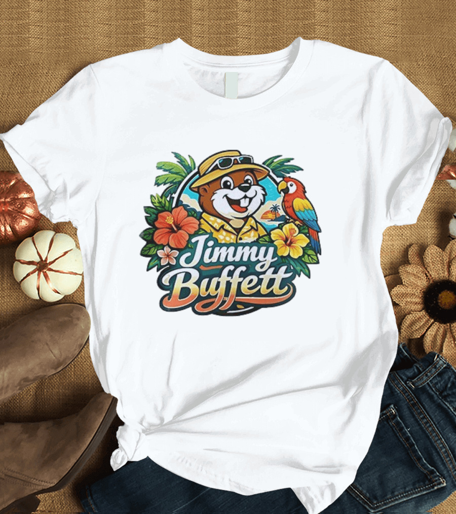 Jimmy Buffett Buc Ee's Tropical Parrot Hibiscus Island Vibes T-Shirt