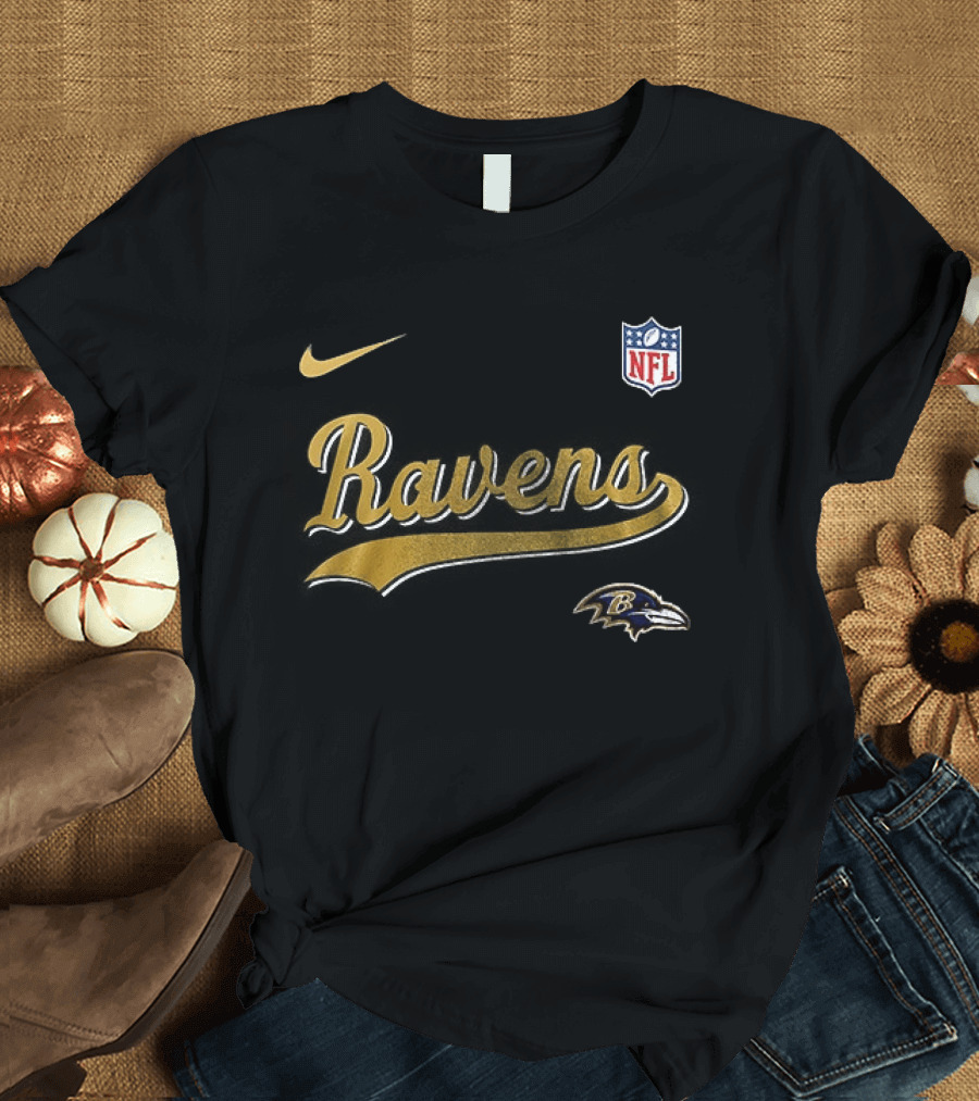 Baltimore Ravens Nike NFL Gold Logo 250th Anniversary Collaboration T-Shirt