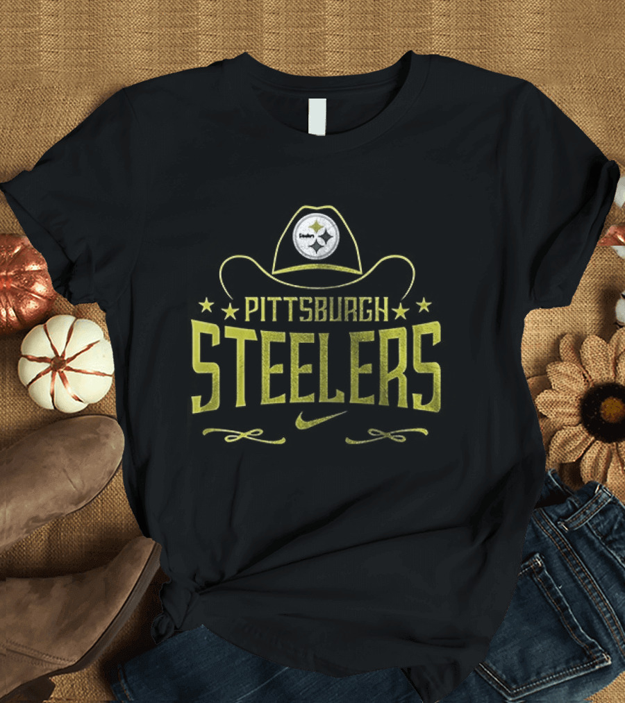 Pittsburgh Steelers Cowboy Hat Icon Yellow T-Shirt