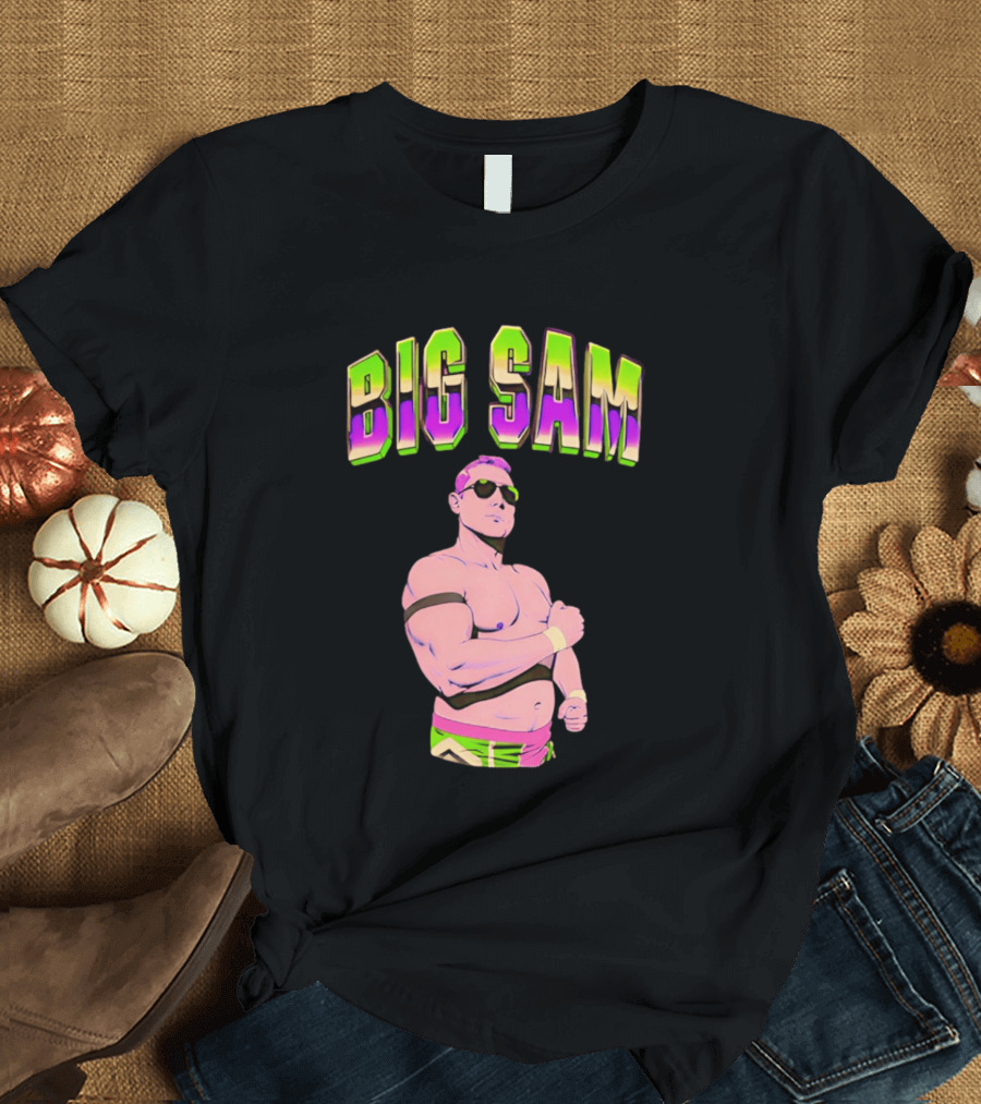 Big Sam Neon Aviators And Attitude Wrestling T-Shirt
