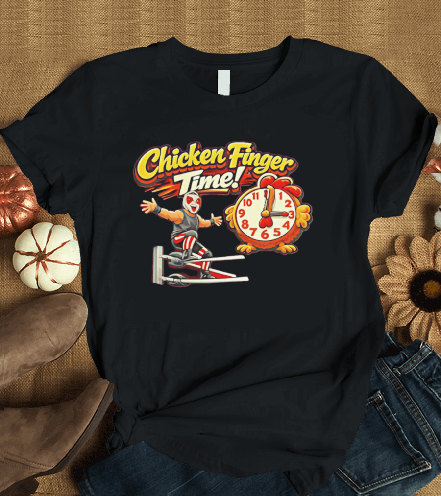Chicken Finger Time Luchador Cartoon With Chicken T-Shirt