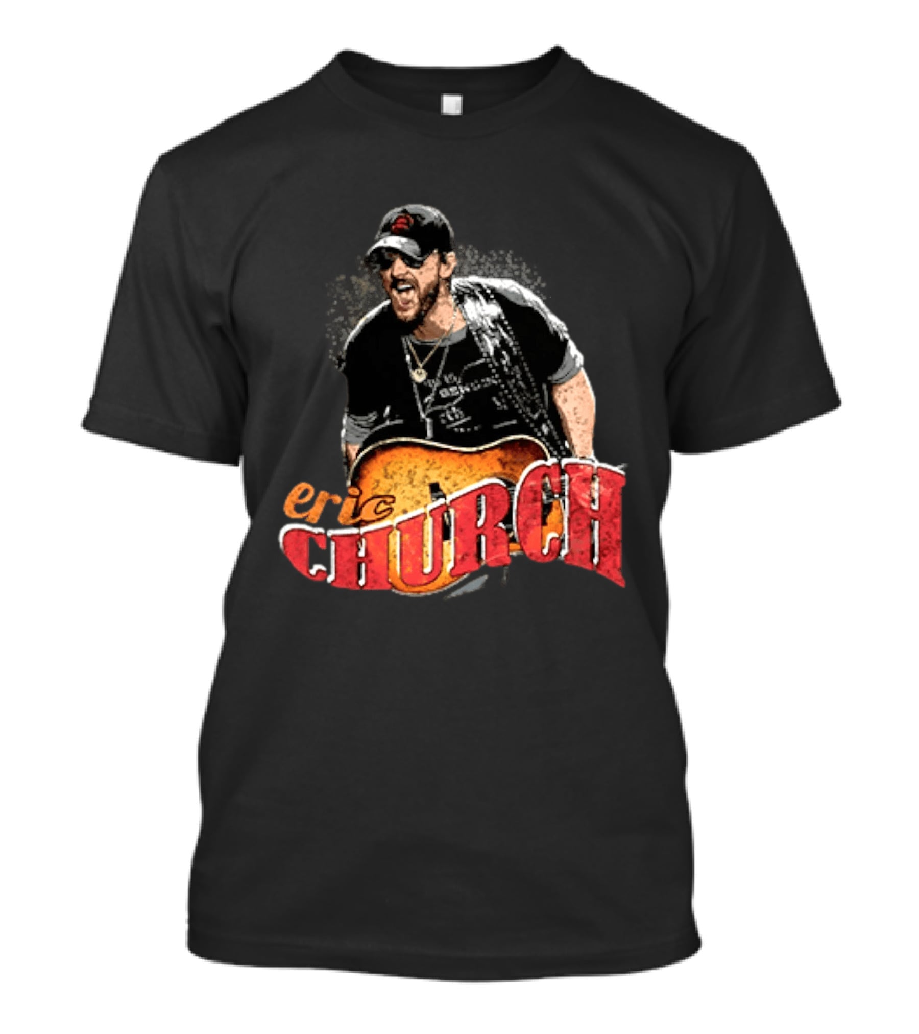 Eric Church Country Rock Music Icon With Guitar And Hat T-Shirt