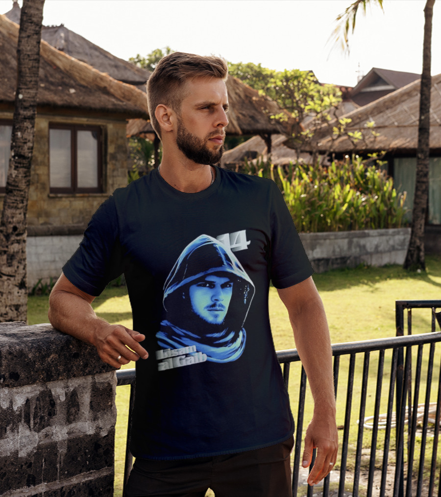 Lisam Al Gaib 14 Hooded Figure Mysterious Blue Aura T-Shirt