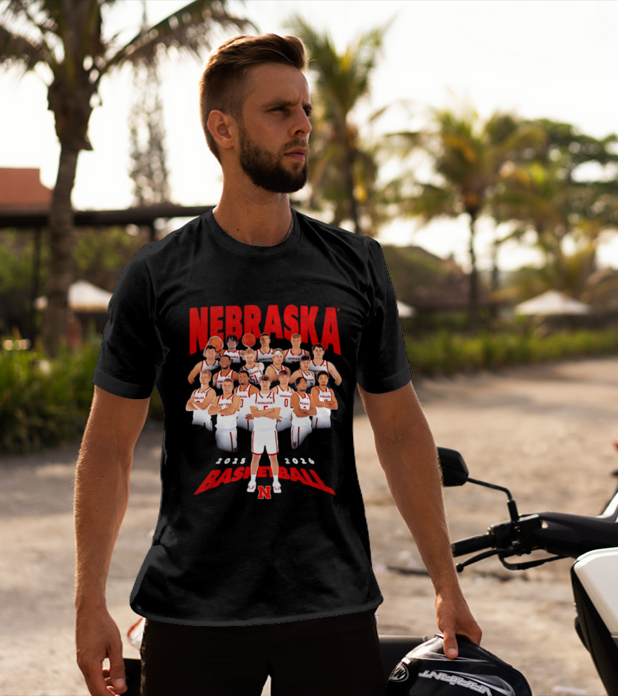 Nebraska 2025 2026 Basketball Team Collage T-Shirt