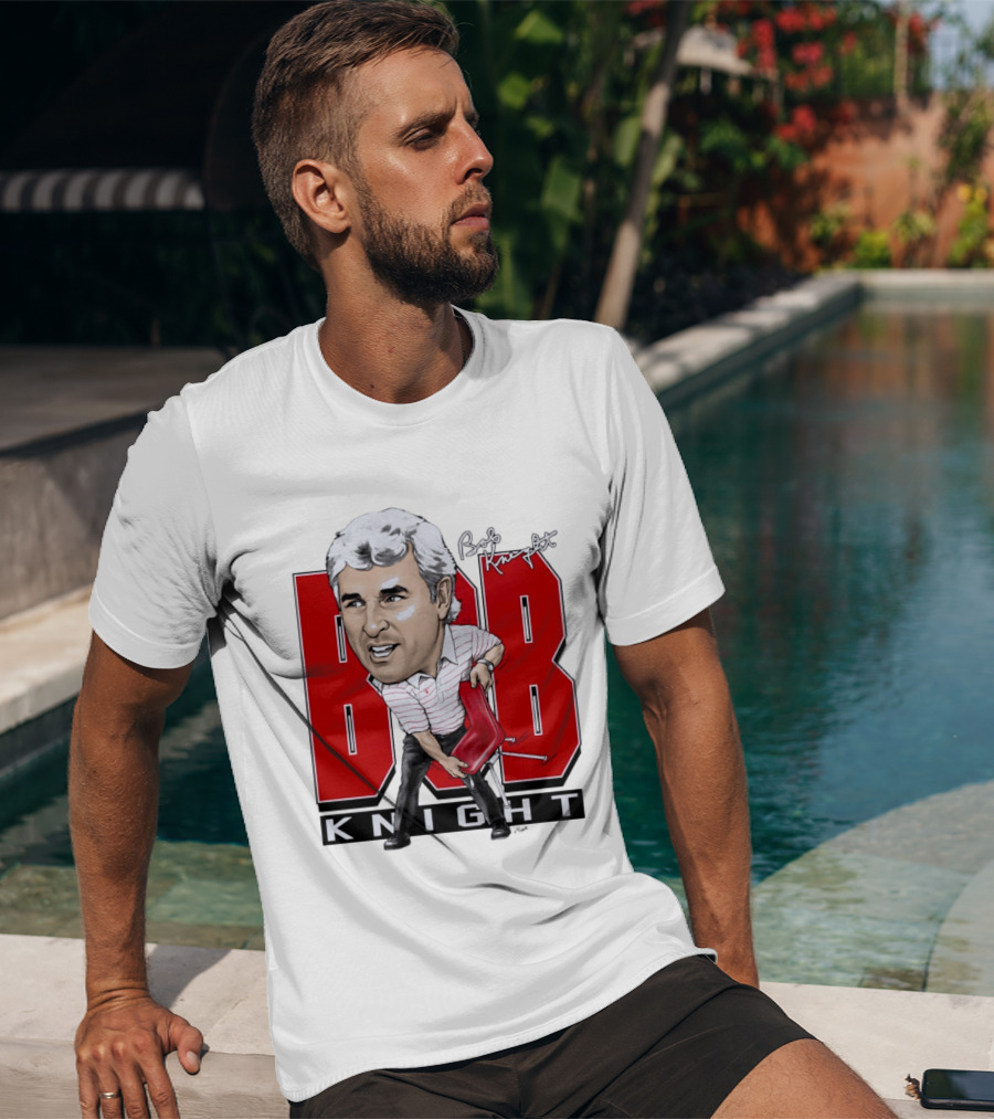 Bob Knight Chair Throw Caricature Signature Red Chair T-Shirt