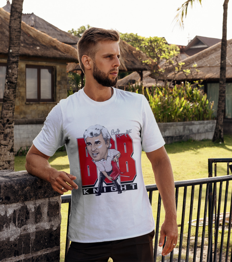 Bob Knight Chair Throw Caricature Signature Red Chair T-Shirt