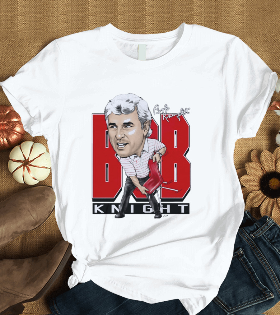 Bob Knight Chair Throw Caricature Signature Red Chair T-Shirt