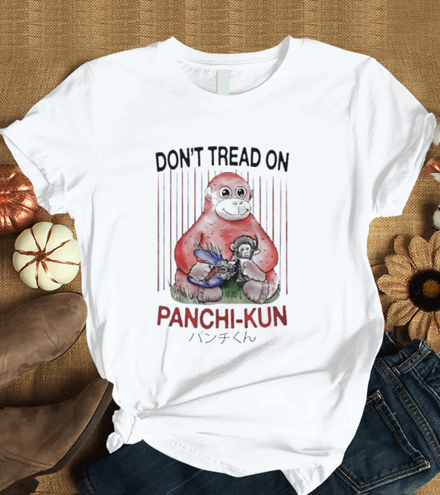 Don't Tread On Panchi Kun Cute Sloth Hugging Blue Teddy Bear T-Shirt