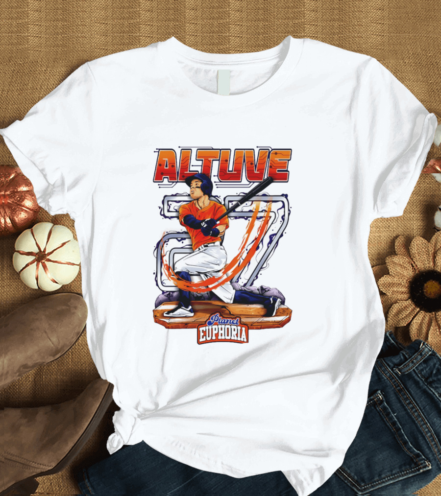 Altuve 27 Planet Euphoria Houston Astros Hand Drawn T-Shirt