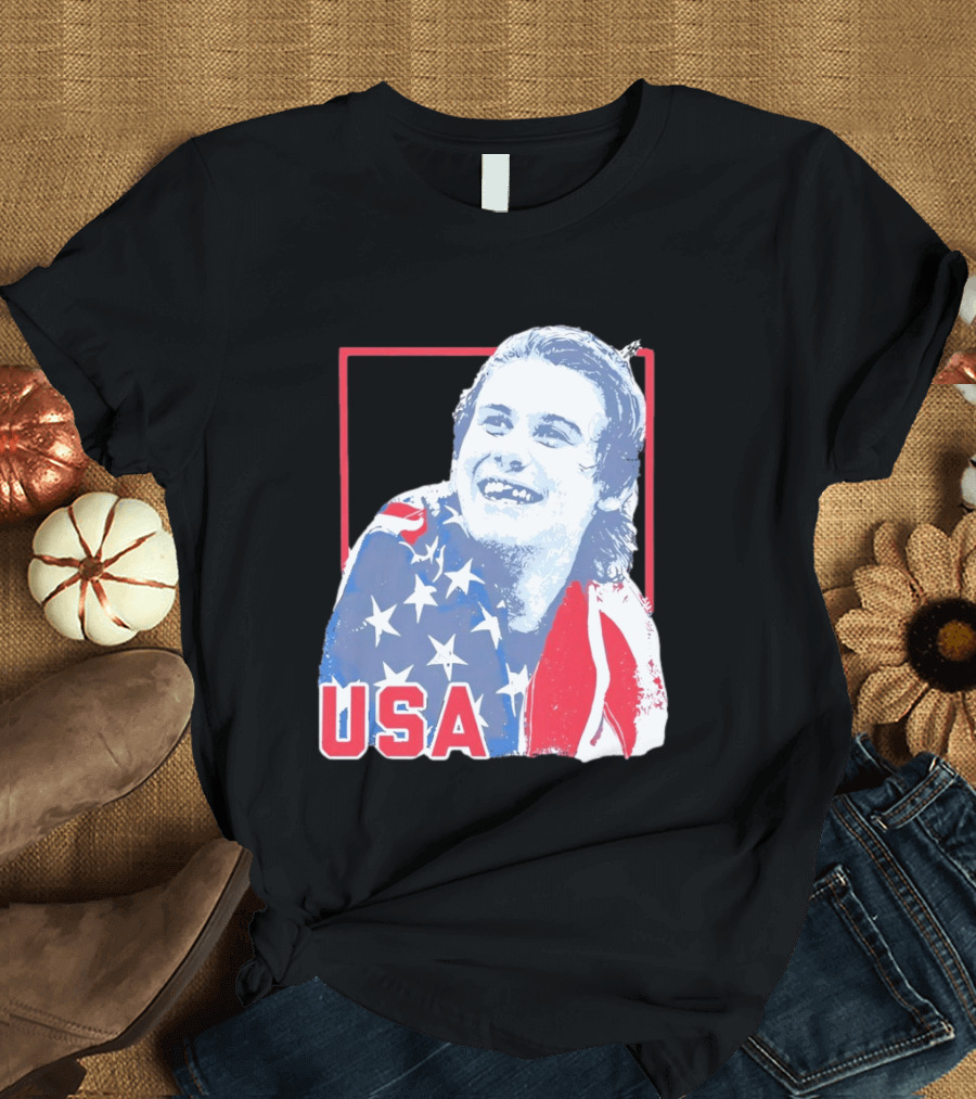 Jack Hughes USA Flag 2026 Hockey T-Shirt