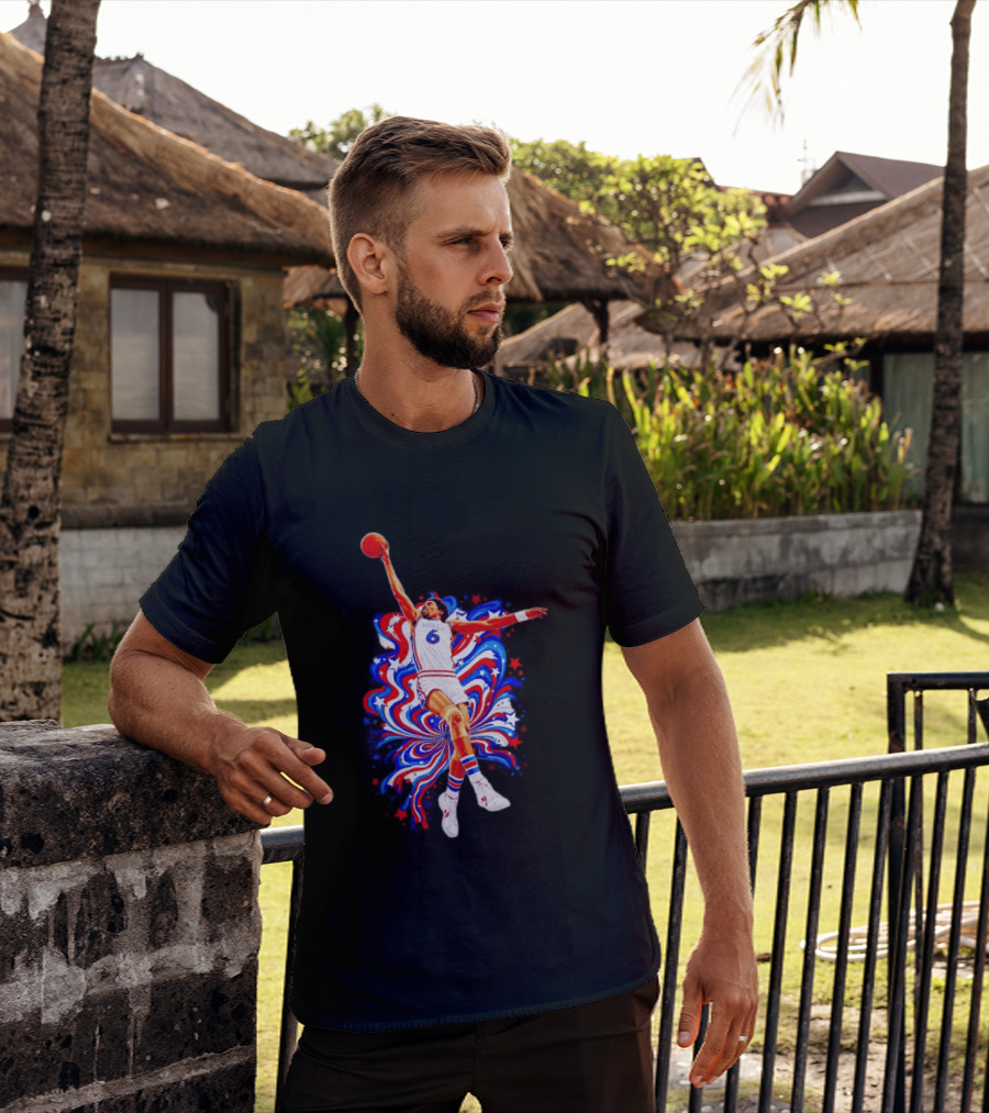 Philadelphia 76ers Julius Erving Dr. J Phunkadelic Slam Dunk T-Shirt