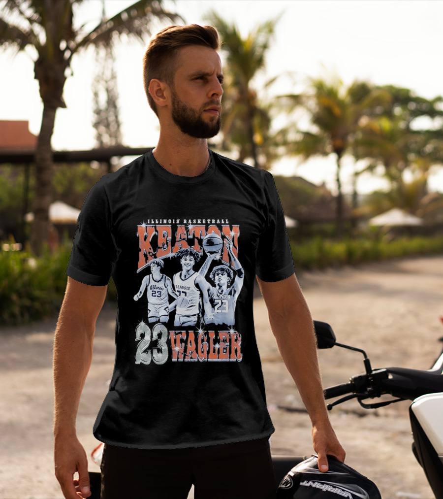 Keaton Wagler 23 Illinois Basketball Team Player Action Scenes T-Shirt