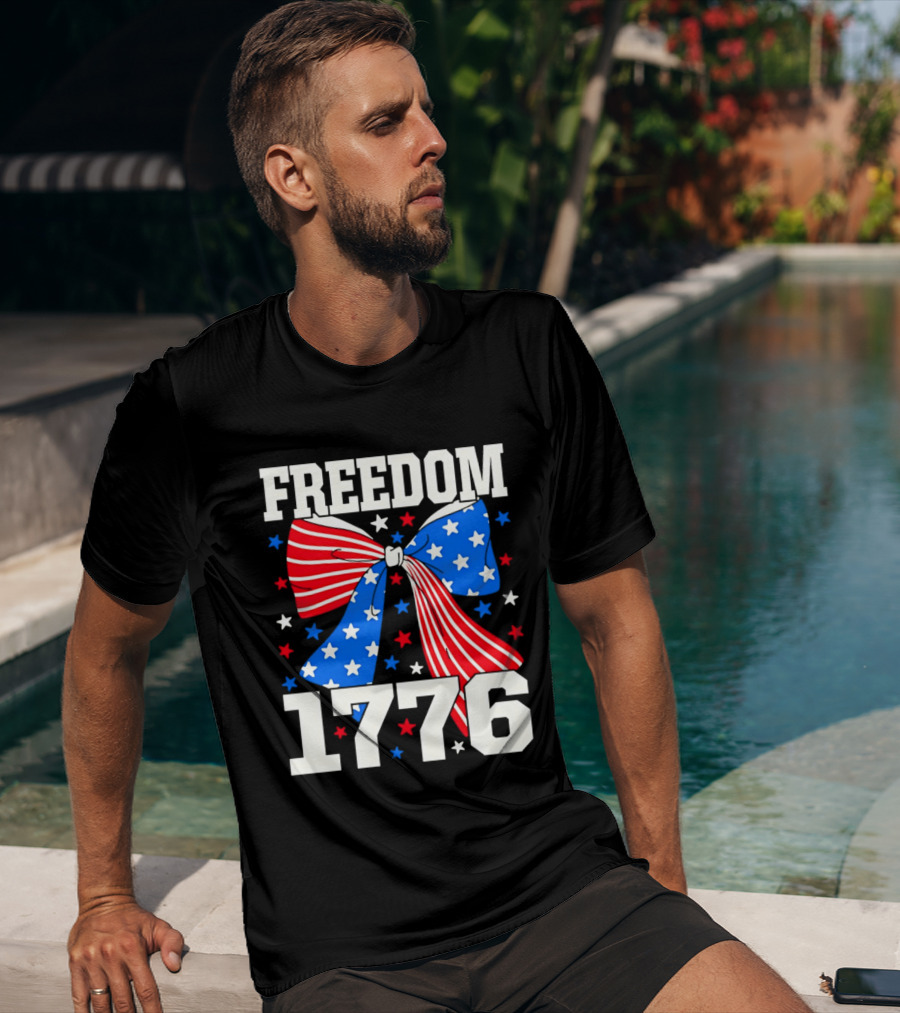 Freedom 1776 Patriotic Bow American Stars And Stripes T-Shirt