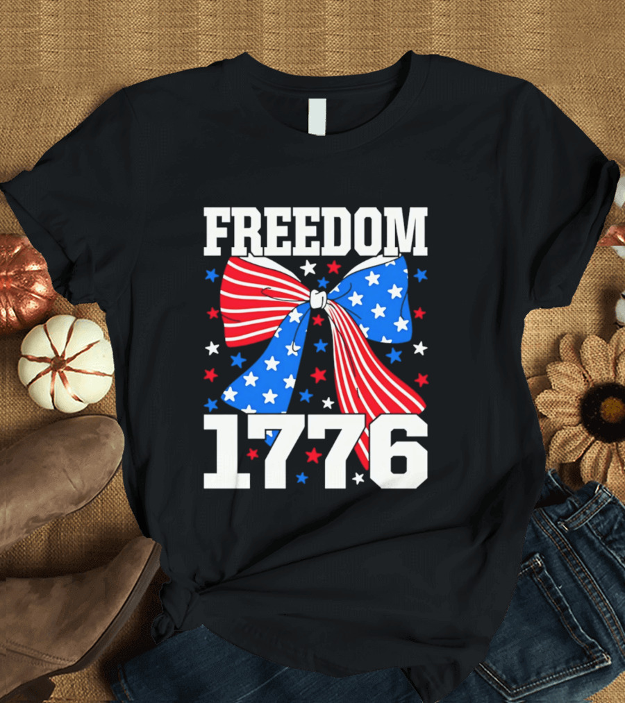Freedom 1776 Patriotic Bow American Stars And Stripes T-Shirt