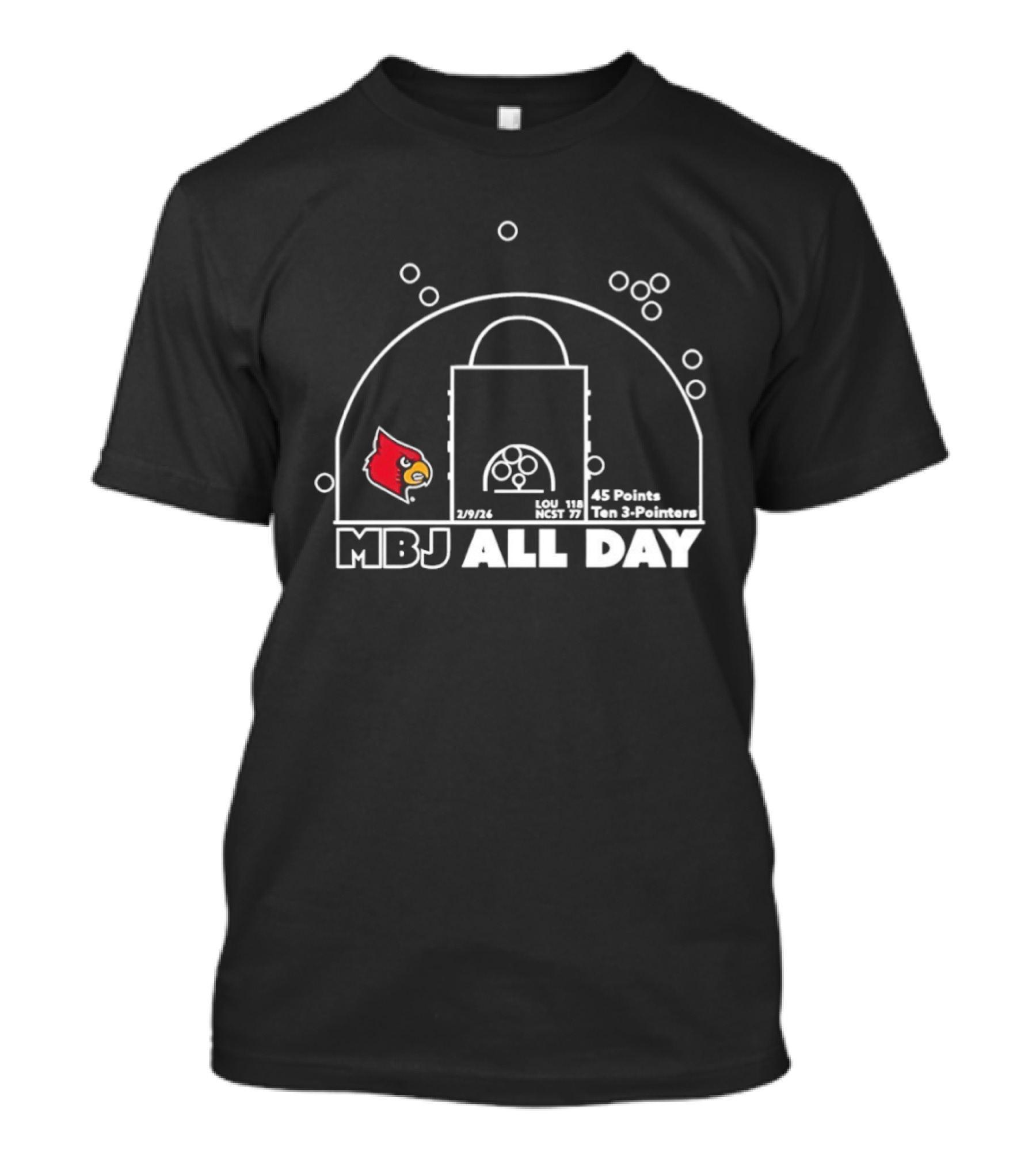 Louisville Cardinals MBJ All Day Basketball 45 Points 2026 Reclassified T-Shirt