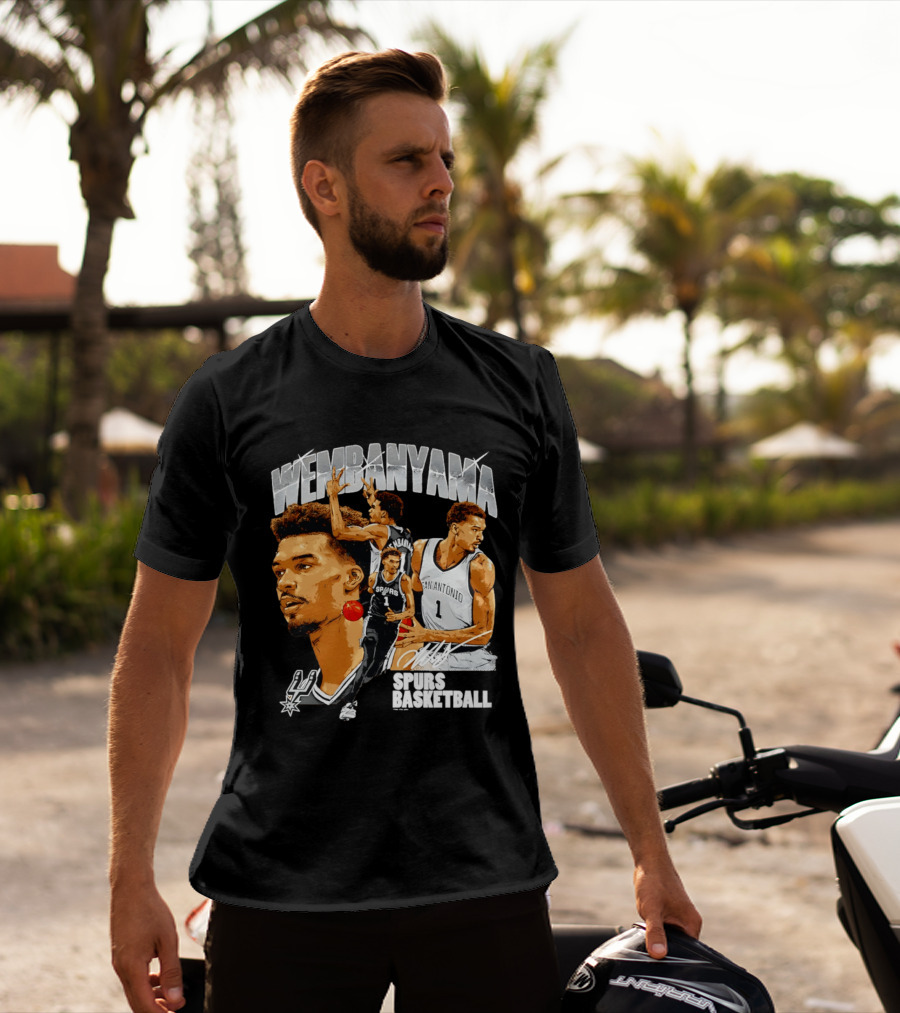 Wembanyama Spurs Basketball San Antonio Player Collage T-Shirt