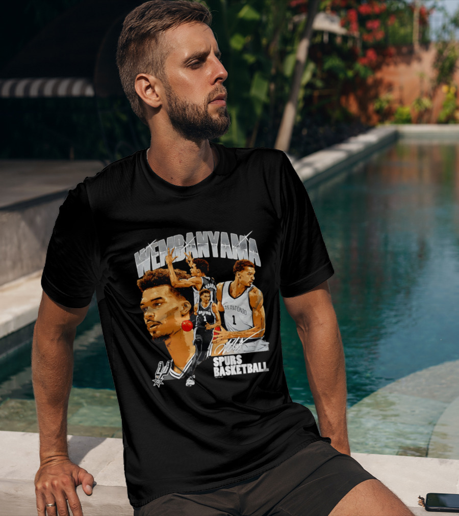 Wembanyama Spurs Basketball San Antonio Player Collage T-Shirt