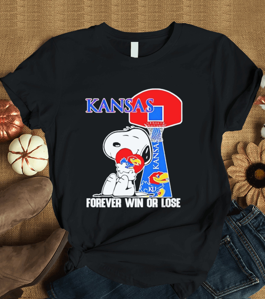 Kansas Jayhawks Basketball Snoopy Forever Win Or Lose T-Shirt