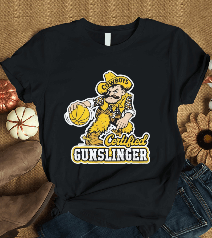 Pistol Pete Cowboys Certified Gunslinger Basketball T-Shirt