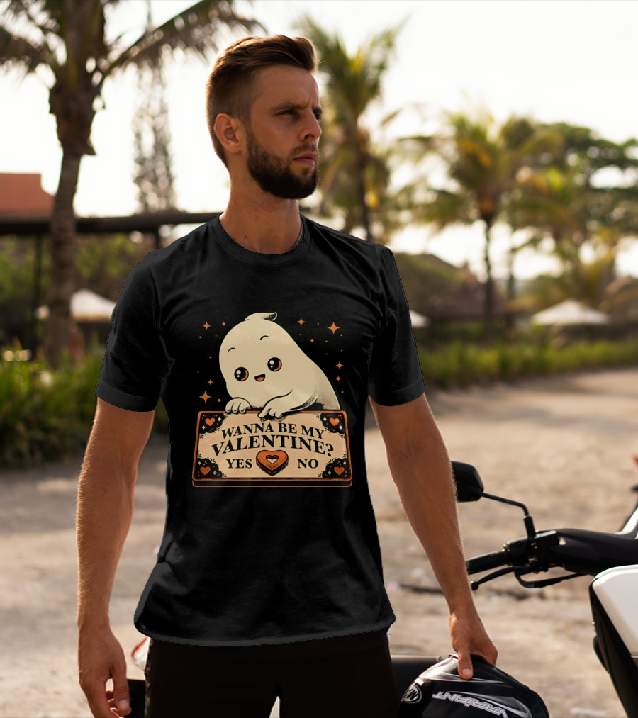 Ghost Ouija Wanna Be My Valentine Yes No Cute Valentine's Day Spirit T-Shirt