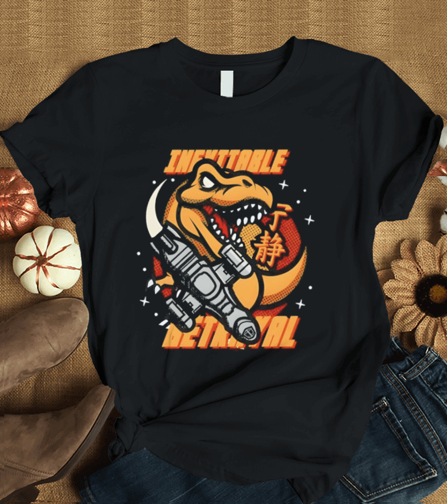 Inevitable Betrayal Dinosaur Retro Style With Robot T-Shirt