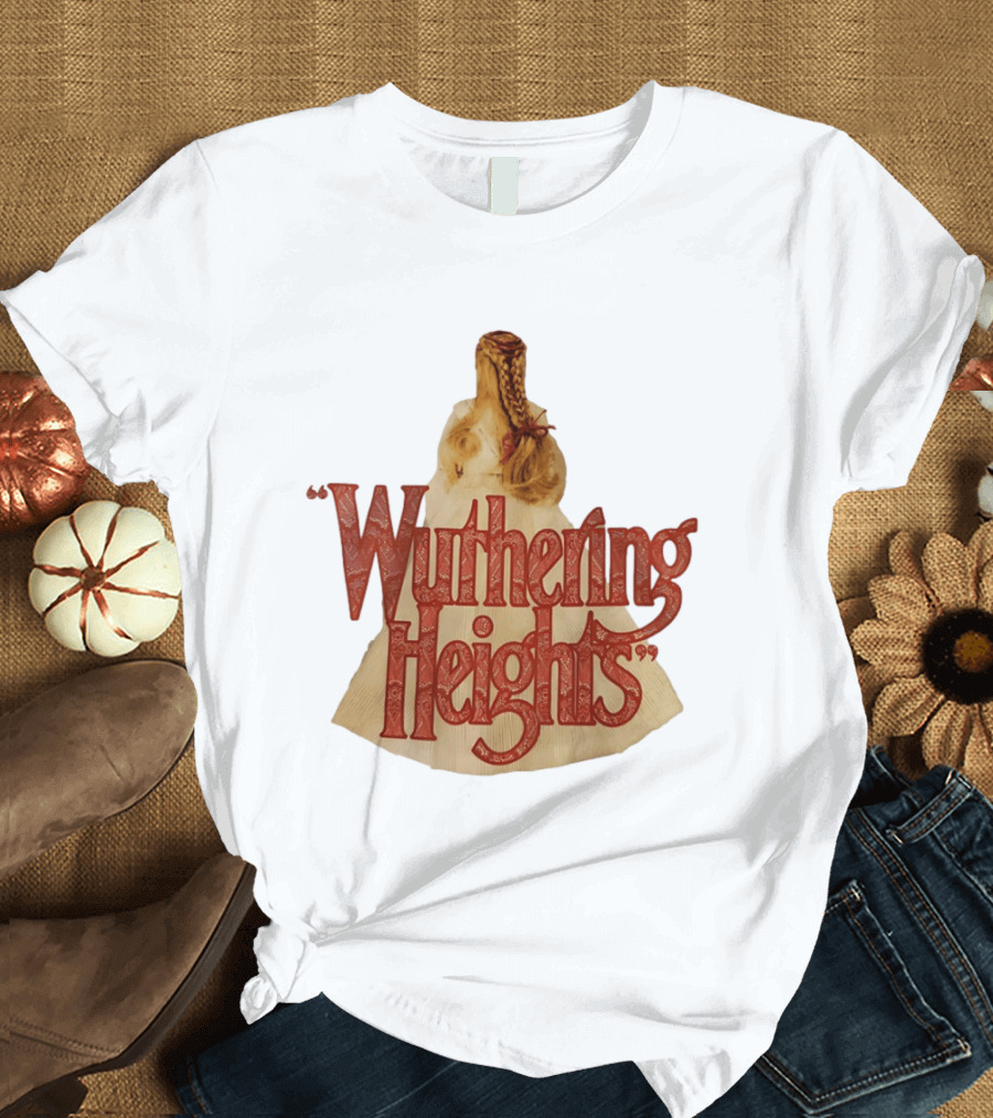 Wuthering Heights Red Text Victorian Woman Braided Hair T-Shirt