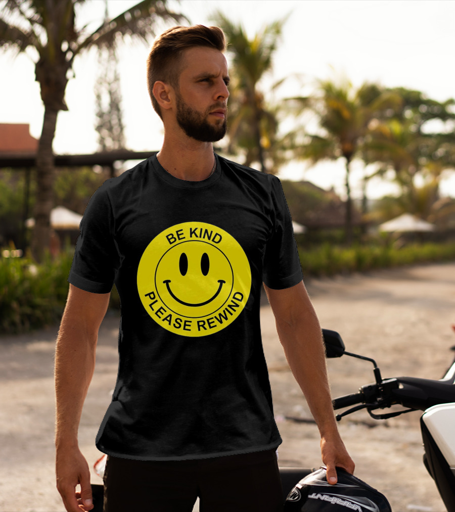 Be Kind Please Rewind Smiley Face Nostalgic Reminder T-Shirt
