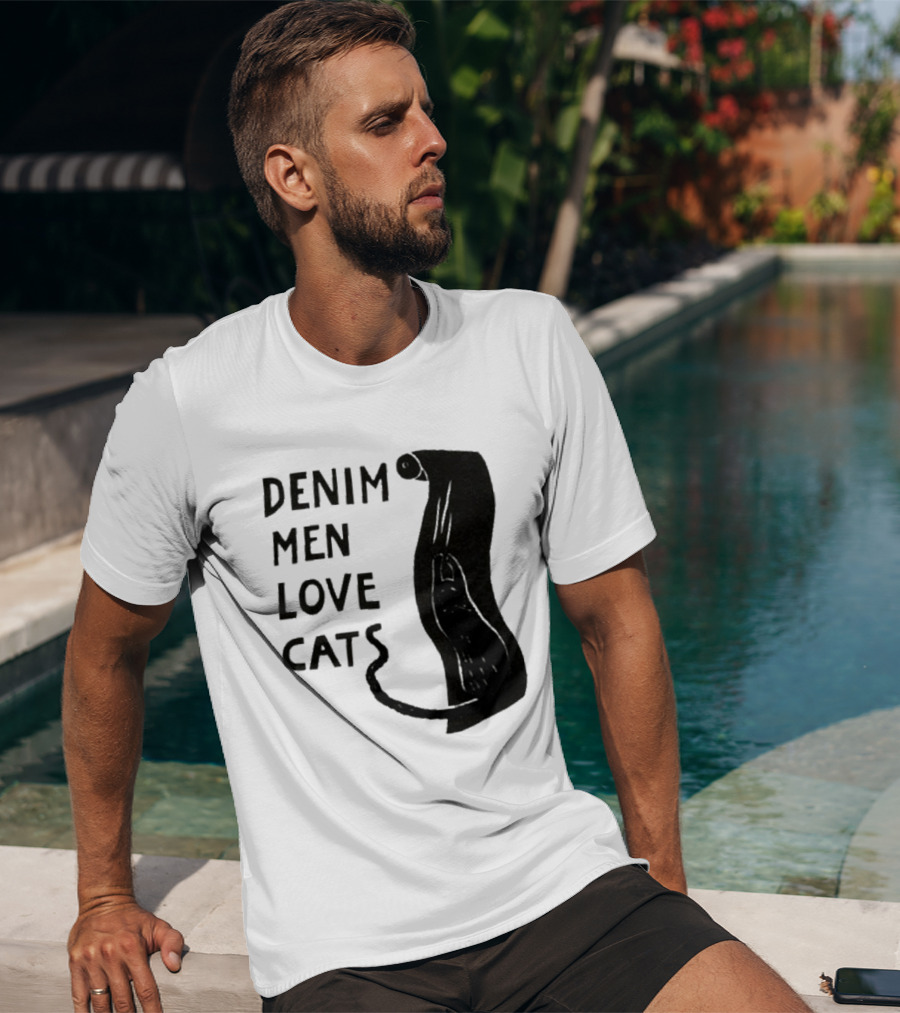 Denim Men Love Cats Feline T-Shirt