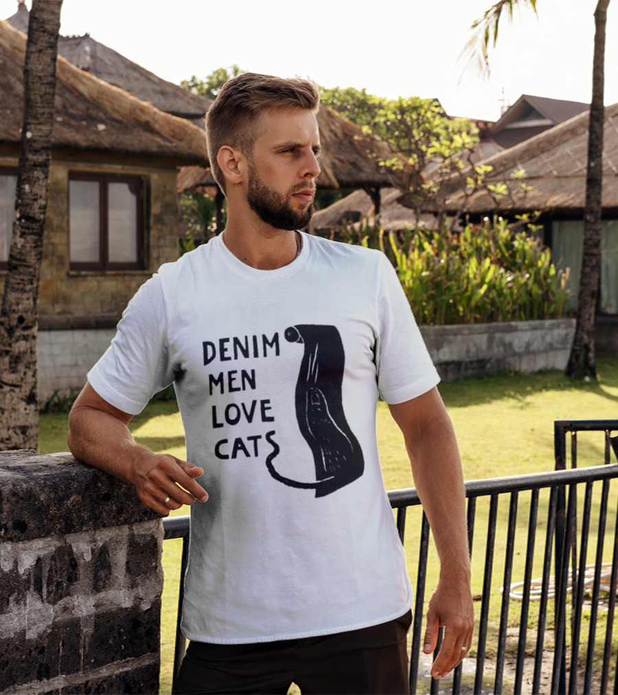 Denim Men Love Cats Feline T-Shirt