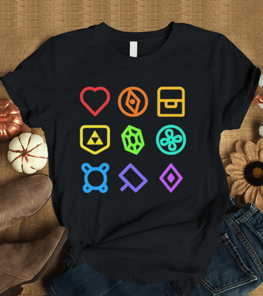 Zeldathon Triforce Heart Compass Chest Neon T-Shirt