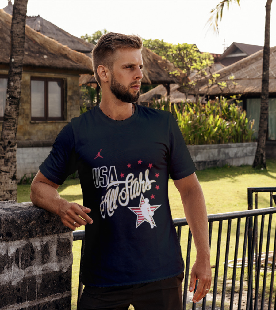 USA All Stars Basketball Team Icon With Red Star T-Shirt