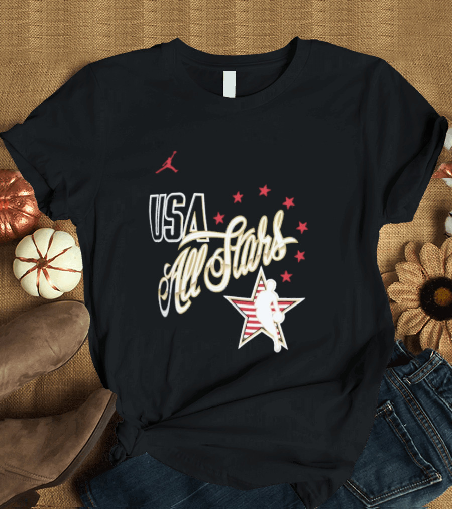 USA All Stars Basketball Team Icon With Red Star T-Shirt