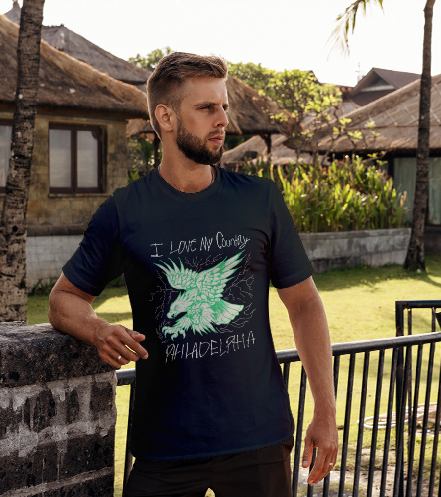 I Love My Country Philadelphia Eagles Electric Green Eagle T-Shirt