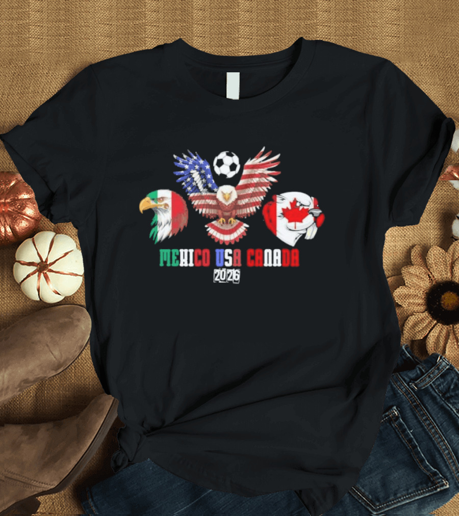 Mexico USA Canada 2026 Soccer Eagle Trio T-Shirt