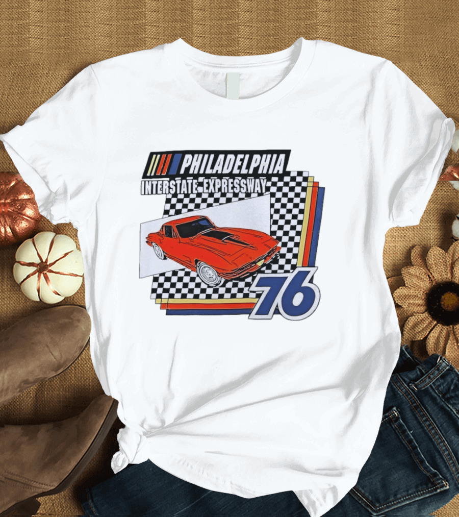 Philadelphia Interstate Expressway 76 Red Sports Car Racing T-Shirt