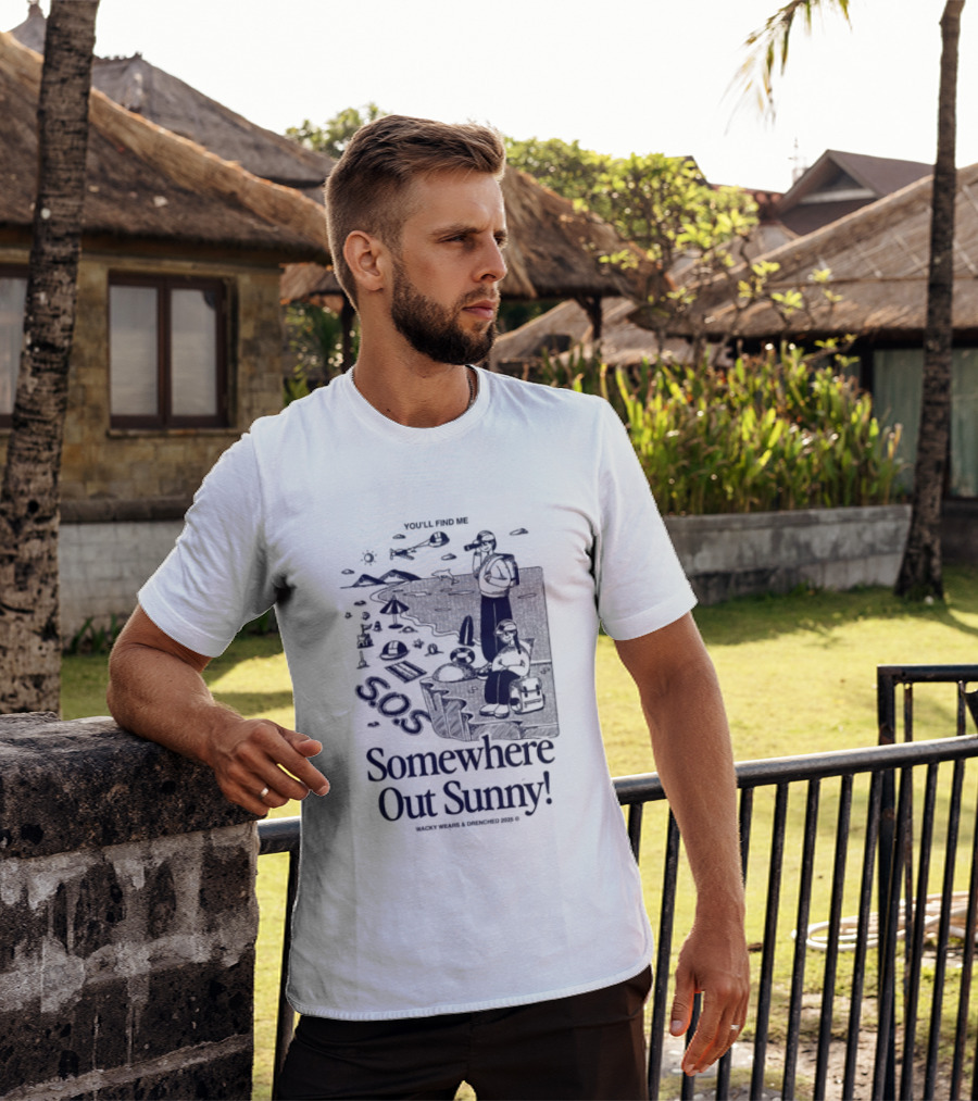 Somewhere Out Sunny SOS Beach Ocean Adventure Vibes T-Shirt