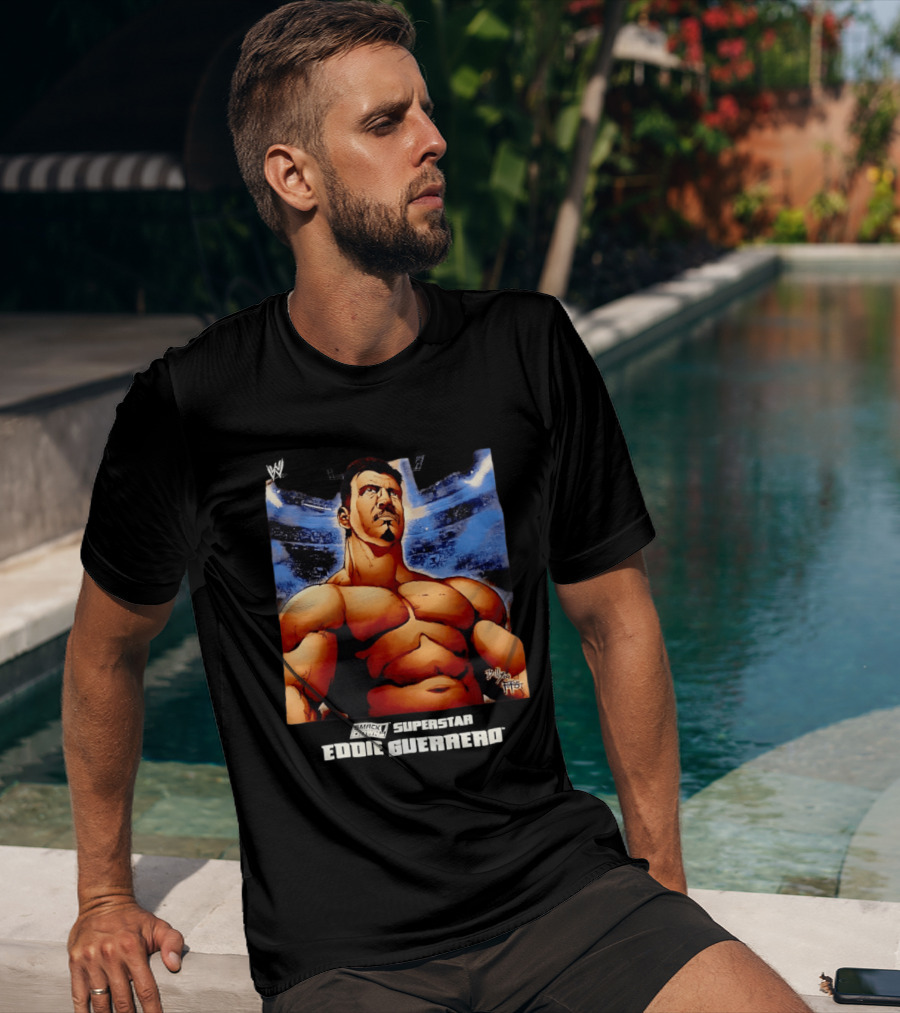 Eddie Guerrero WWE Superstar Bold Cartoon Illustration By Artist Billy Martinez T-Shirt