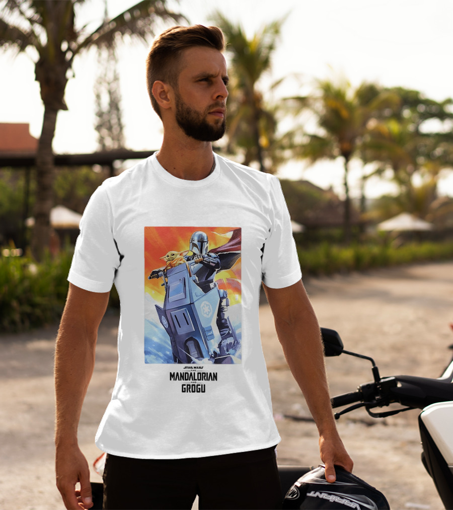 Star Wars The Mandalorian Grogu Riding Speeder Bike Adventure T-Shirt