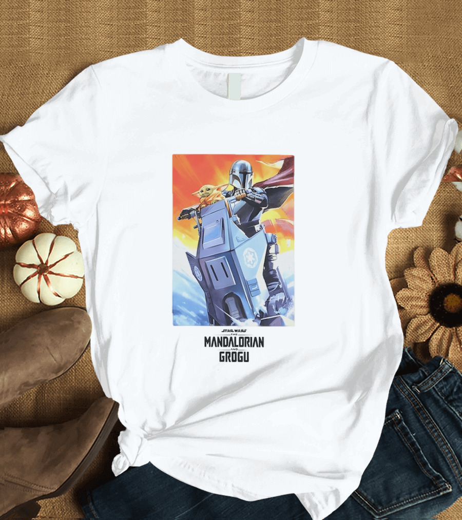 Star Wars The Mandalorian Grogu Riding Speeder Bike Adventure T-Shirt