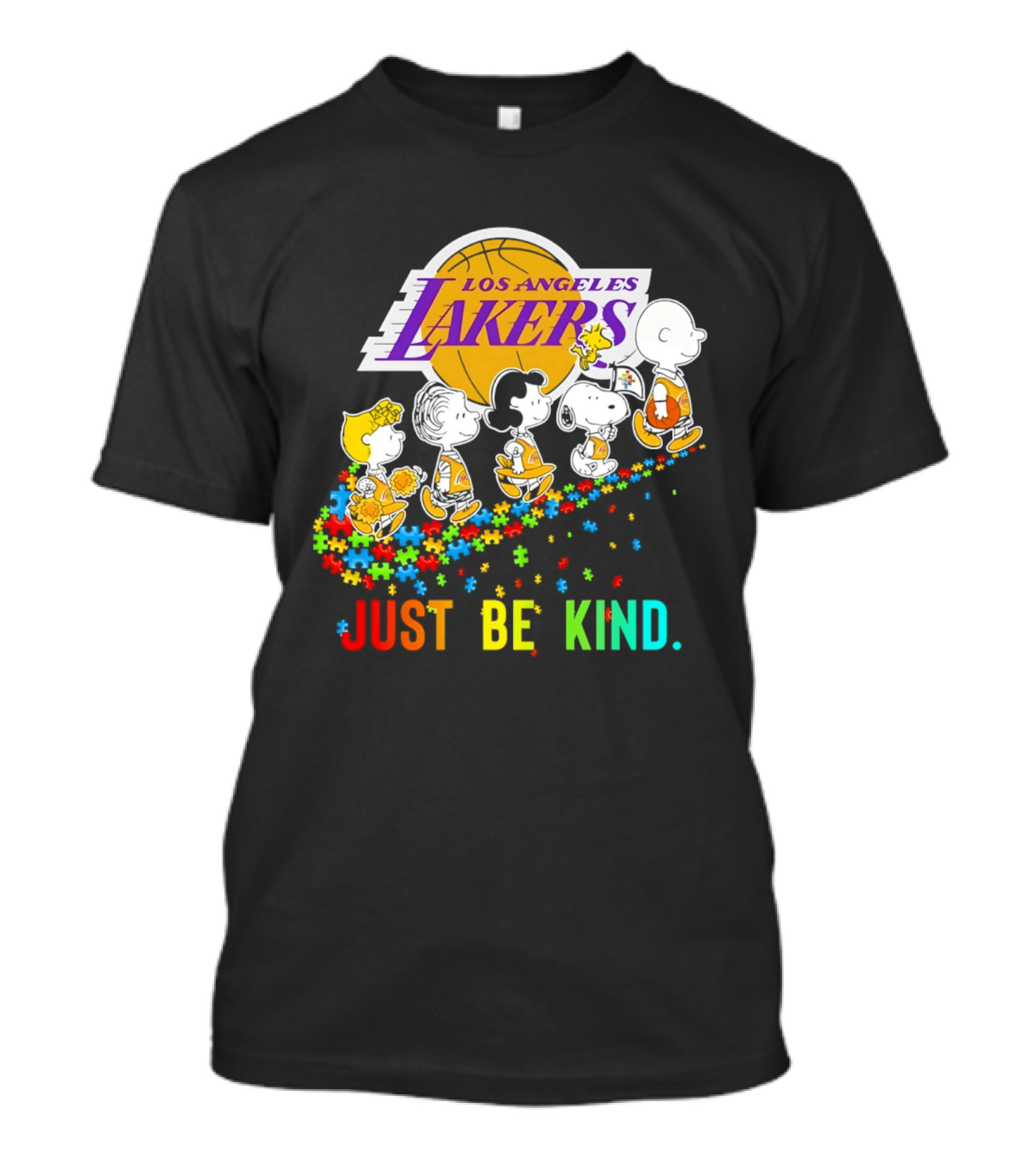 Los Angeles Lakers Peanuts Snoopy Friends Abbey Road Just Be Kind T-Shirt