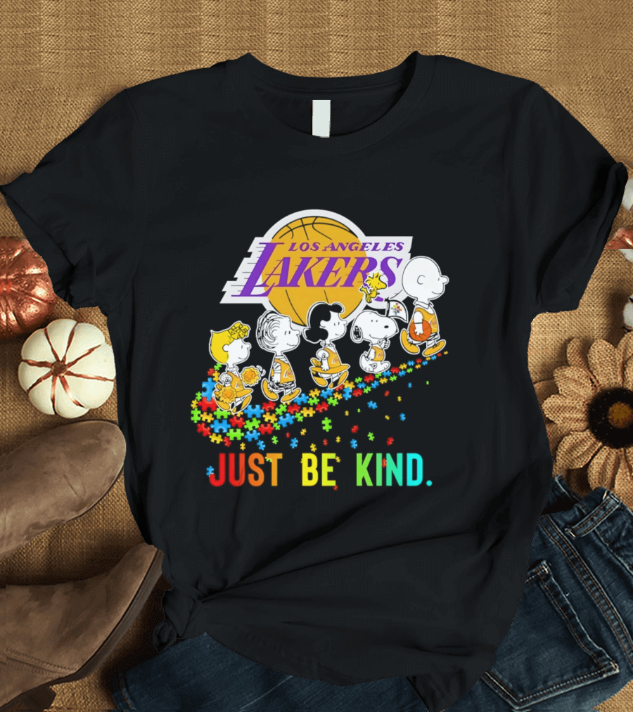 Los Angeles Lakers Peanuts Snoopy Friends Abbey Road Just Be Kind T-Shirt