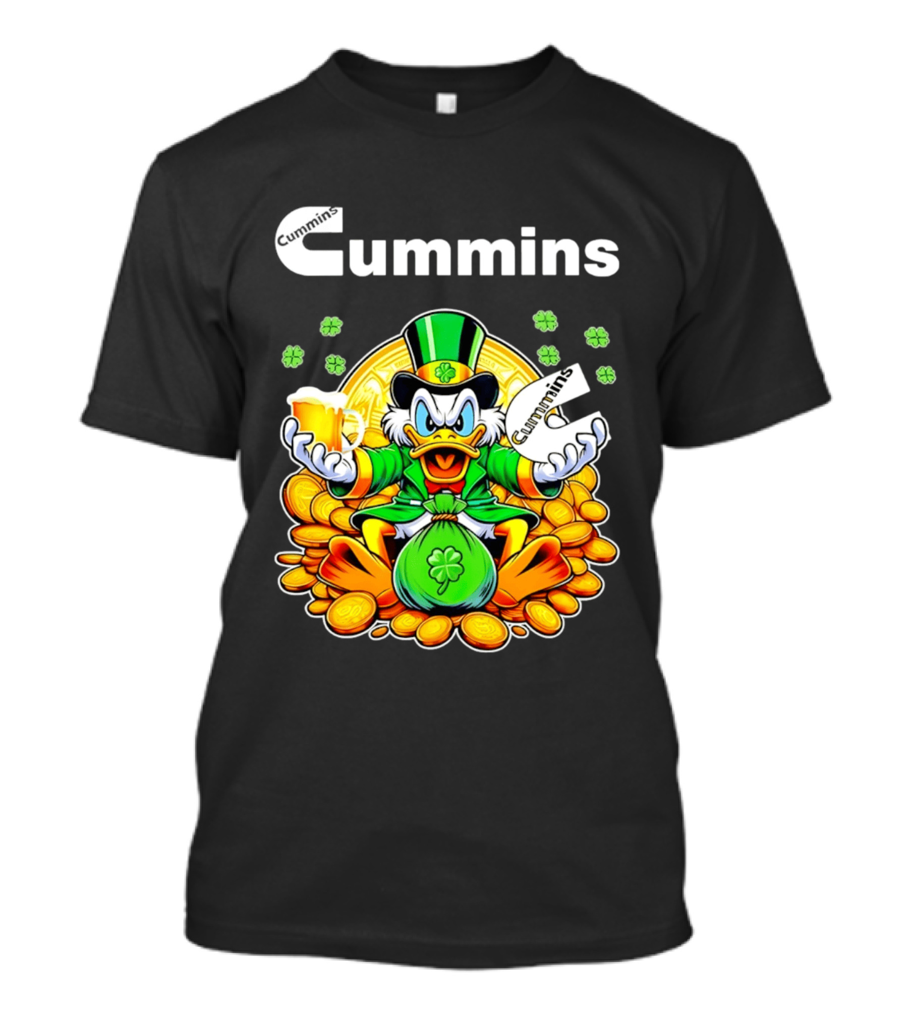 Cummins Scrooge McDuck St Patricks Day Coins And Beer Celebration T-Shirt