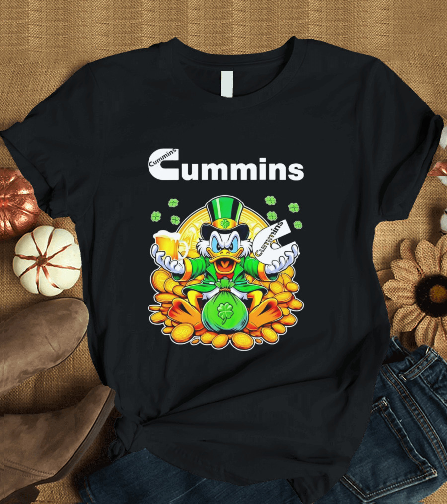 Cummins Scrooge McDuck St Patricks Day Coins And Beer Celebration T-Shirt