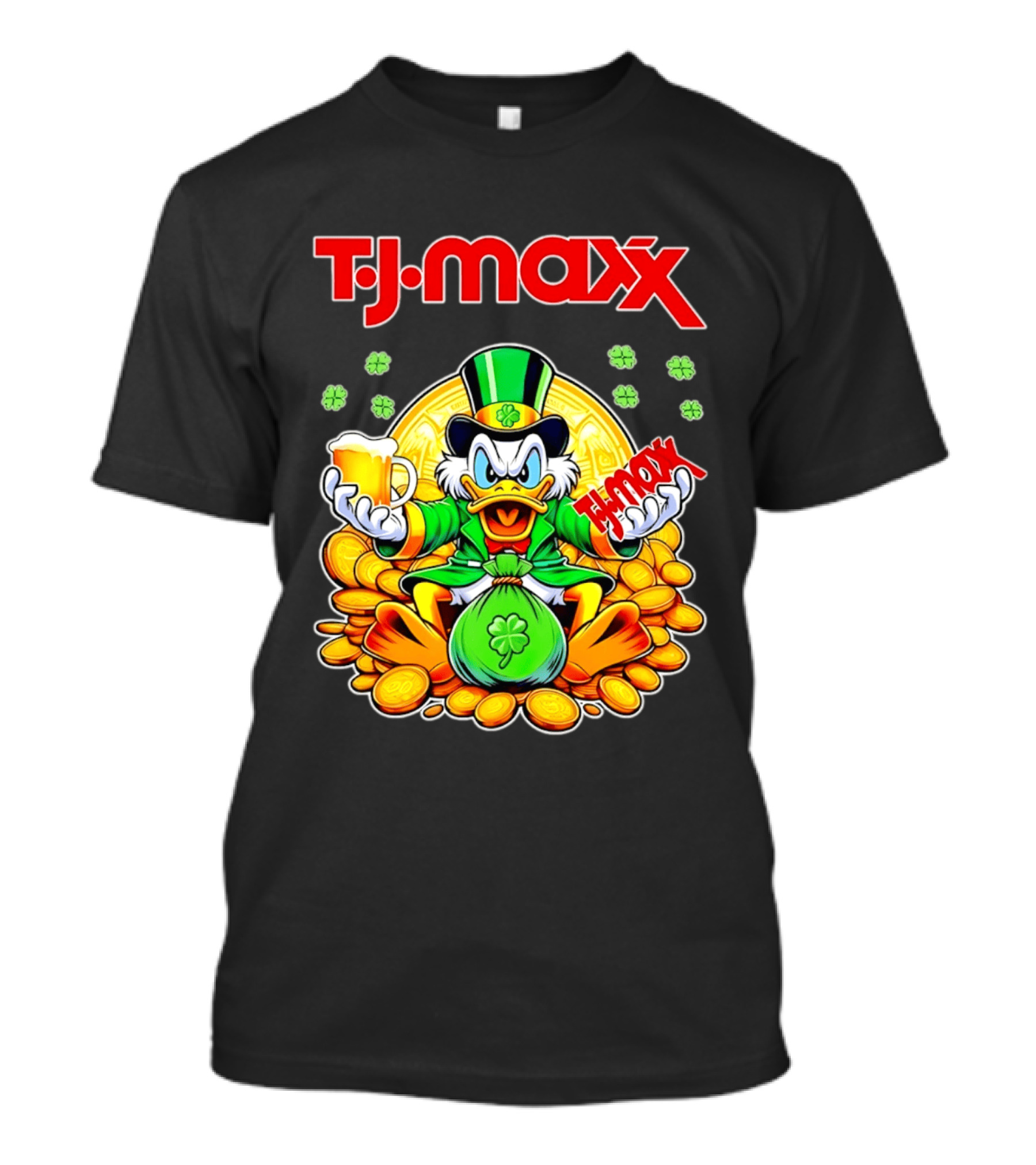 TJ Maxx Scrooge McDuck St Patricks Day Coins Beer T-Shirt
