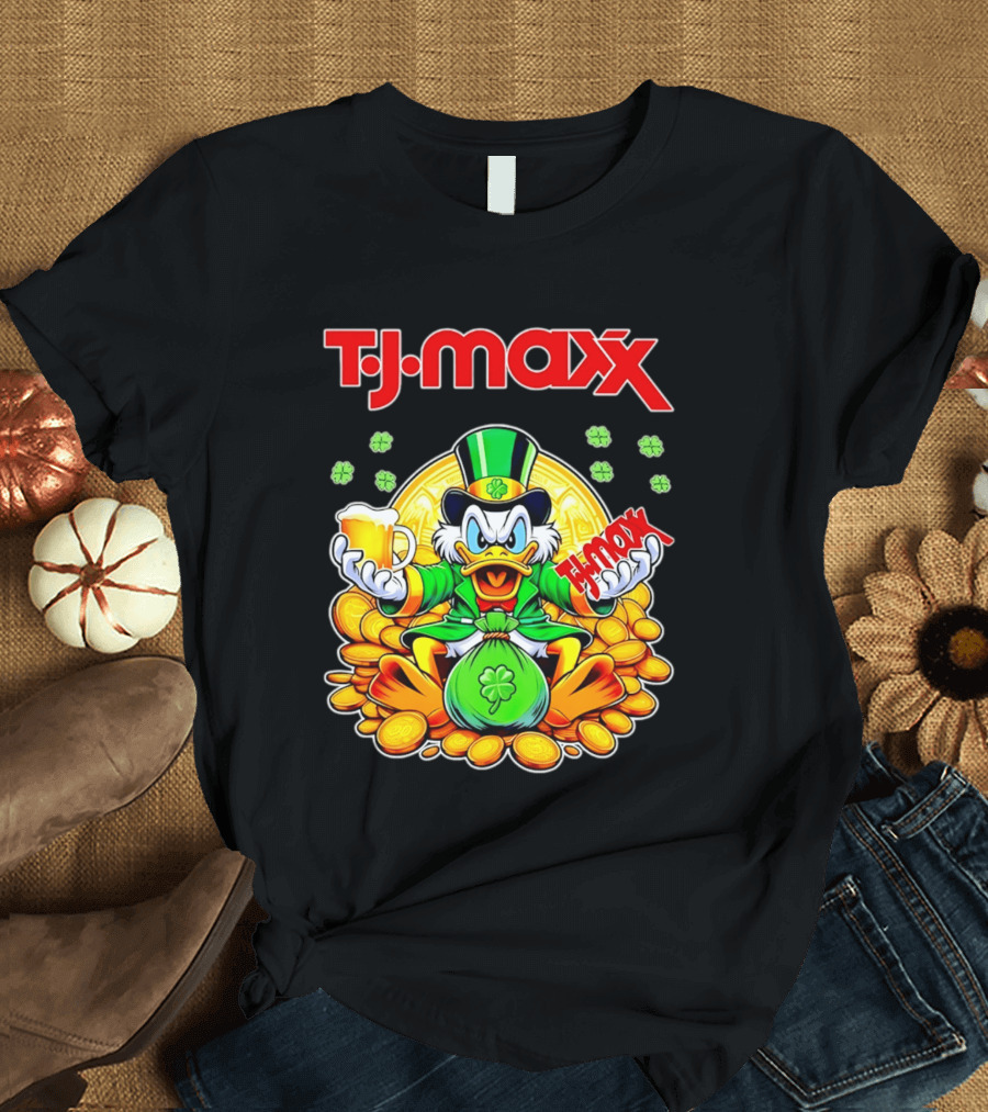 TJ Maxx Scrooge McDuck St Patricks Day Coins Beer T-Shirt