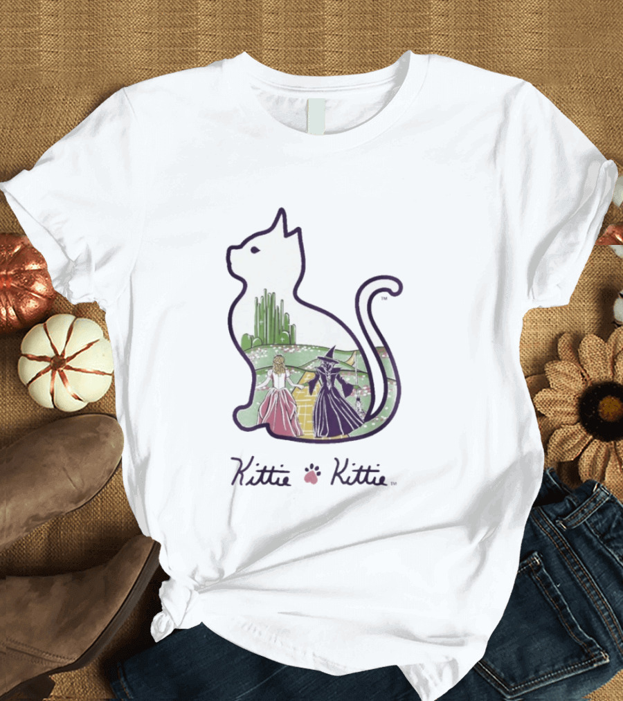 Kittie Kittie Wizard Of Oz Cat Silhouette Emerald City T-Shirt