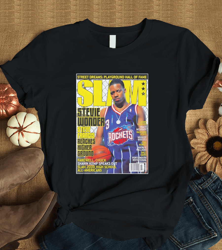 SLAM Stevie Wonder Steve Francis Reaches Higher Ground Rockets Basketball T-Shirt